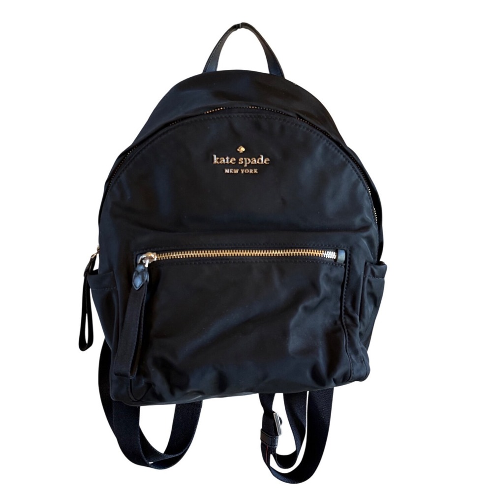 Kate Spade *flaws* Nylon Backpack Black Gold Tone Hardware Adjustable Straps